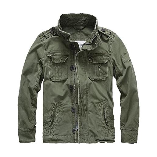 Letuwj giacca da uomo giacca militare casual camouflage abbigliamento da lavoro denim, verde militare, small