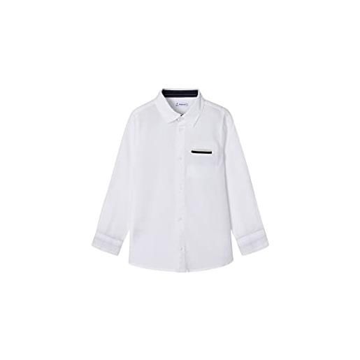 Mayoral camicia m/l lino tailoring per bambini e ragazzi bianco 7 anni (122cm)