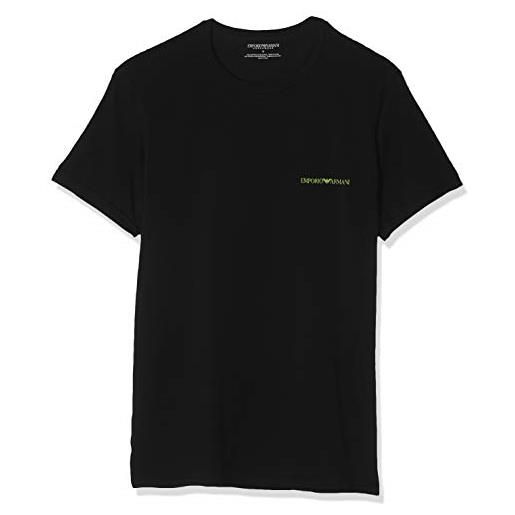 Emporio Armani underwear 2-pack t-shirt, nero (nero/nero 07320), small (taglia produttore: x-large) uomo