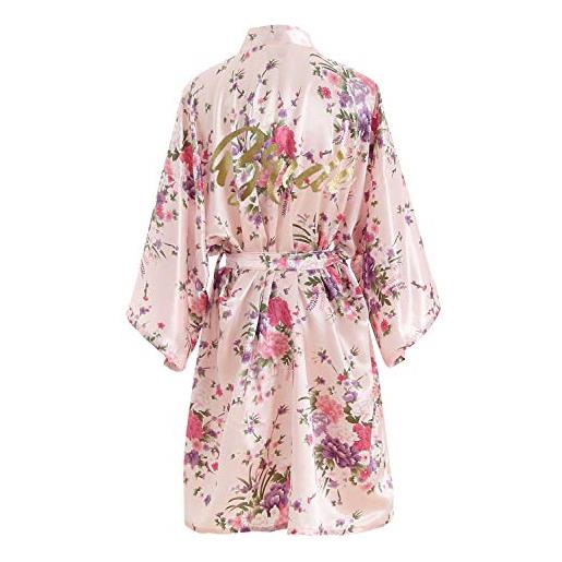 YAOMEI donna sposa kimono vestaglia pigiama sleepwear, di seta raso. Fiori di ciliegio robe accappatoio damigella d'onore pigiama s-2xl