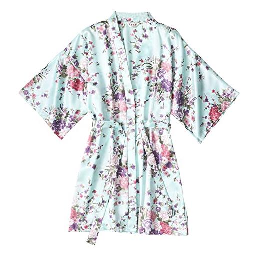 YAOMEI donna sposa kimono vestaglia pigiama sleepwear, di seta raso. Fiori di ciliegio robe accappatoio damigella d'onore pigiama s-2xl