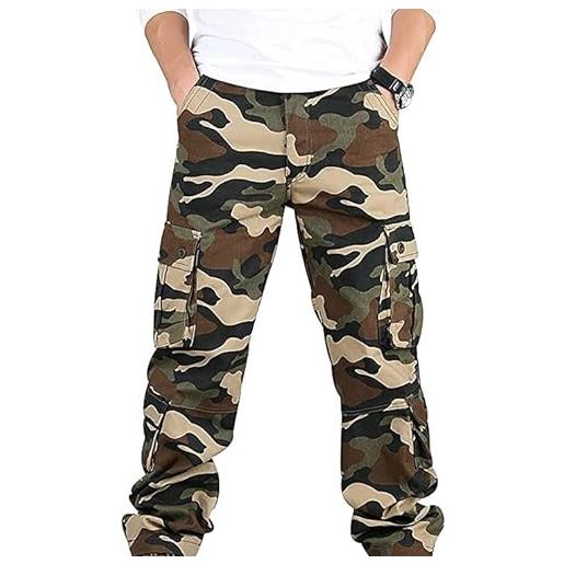 tylxayoxa pantaloni cargo da uomo con 8 tasche pantaloni mimetici elasticizzati pantaloni da trekking camouflage outdoor pantaloni cargo da uomo pantaloni tattici (color: khaki, size: 7xl)