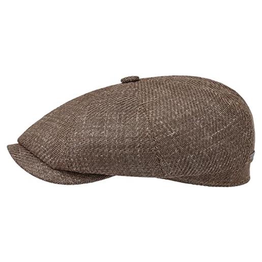 Stetson coppola lester silk uomo - made in germany berretto newsboy di seta con visiera, visiera estate/inverno - 58 cm ruggine