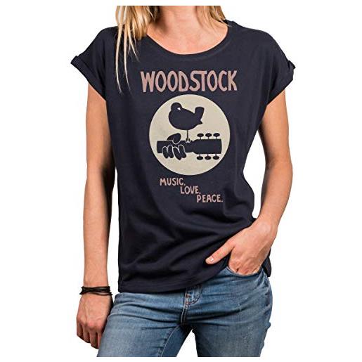 MAKAYA maglietta corta donna sexy - woodstock t-shirt rock top tee per leggings/jeans tshirt estiva taglie forti nera idee regalo xxl