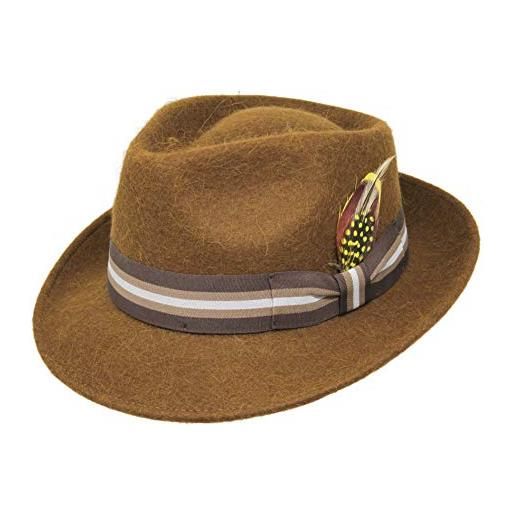 Borges & Scott doyle alpaca premium - cappelli fedora a forma di goccia - feltro di lana di alpaca - piuma rimovibile - ripiegabile per viaggio - resistente all'acqua - unisex - 54cm marrone