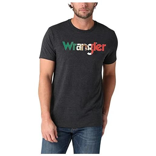 Wrangler maglietta a maniche corte girocollo in stile western t-shirt, bandiera del messico kabel logo, xl uomo