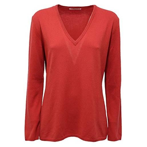 Kangra 4362ab maglione donna mix wool/cashmere v-neck brick red sweater women [48]