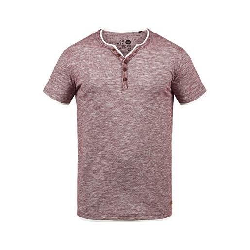 !Solid digos t-shirt a maniche corte maglietta da uomo con collo grandad cerniera in cotone 100% , taglia: l, colore: dusty oliv (3784)