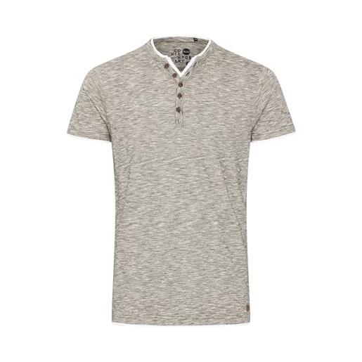 Solid digos t-shirt a maniche corte maglietta da uomo con collo grandad cerniera in cotone 100% , taglia: l, colore: wine red (0985)