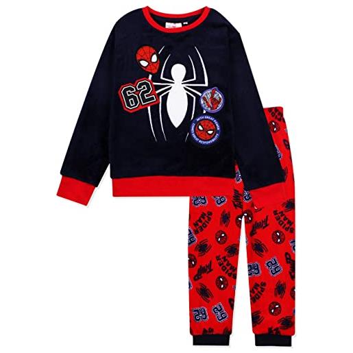 SUN CITY pigiama marvel spiderman invernale bimbo in pile ufficiale e ricamo bambino 4601