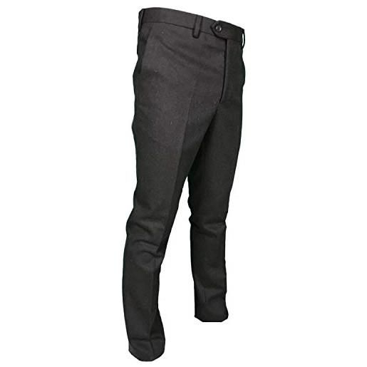 Alfio pantalone uomo classico in pura lana senza pens elegante flanella vita alta 48 50 52 54 56 58 60 (58 - grigio medio)