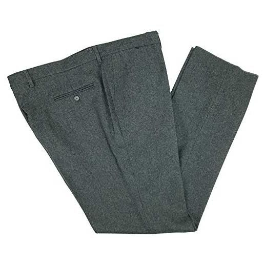 Alfio pantalone uomo classico in pura lana senza pens elegante flanella vita alta 48 50 52 54 56 58 60 (58 - grigio medio)