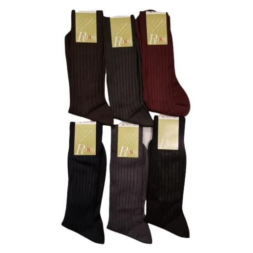 ROSSI CALZE rossi calza uomo corto 100% cotone filo scozia calzini lavorata costina 8.2 rimagliata made in italia 6 paia art. 2020 (45, antracite)