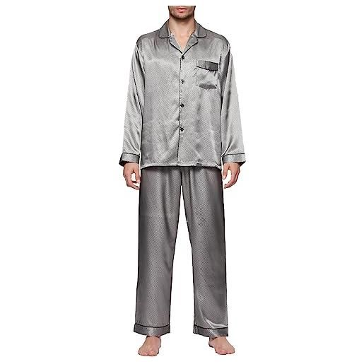 Lavenderi set pigiama da uomo in raso di seta a maniche lunghe, pigiama setoso, air max dynasty, small