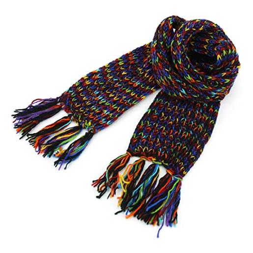 LOUDelephant sciarpa a righe lunghe in maglia di lana spessa, arcobaleno sd, taglia unica