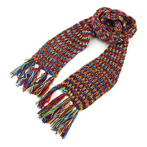 LOUDelephant sciarpa lunga a righe in maglia di lana grossa, stripe naturale, taglia unica