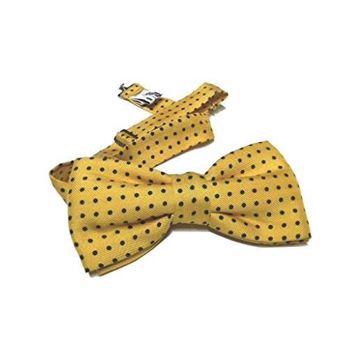 Avantgarde - papillon uomo seta farfalla a pois blu verde grigio nero borde vinaccia puntini (taglia unica, giallo ocra aranciato pois blu navy)