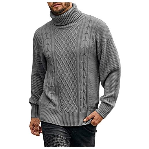 Yesgirl maglione da uomo collo alto dolcevita pullover a maglia manica lunga maglieria casual invernale pullover dolcevita sweater a grigio xl