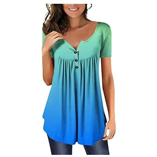 DAZULI top estivi da donna 2023 summer gradient pattern manica corta moda casual tuniche larghe magliette pullover (color: h, size: 5xl)
