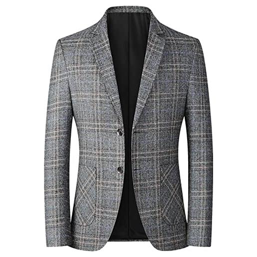 babao mens slim fit check tweed blazer uomo notch risvolto monopetto suit cappotto giacca classico plaid casual blazer, 6, m