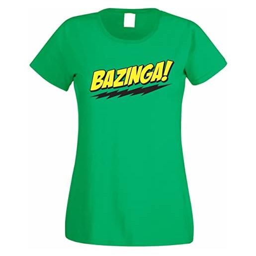 CHEIDEASTORE t-shirt sheldon bazinga filled donna maglietta ispirata big bang theory(rosso, small)