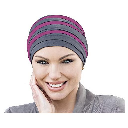MASUMI copricapo organico chemio - cappello turbante dorna | copricapo da donna per la caduta dei capelli | cappelli alopecia | bambù traspirante al 95% (colore: grigio e nero), taglia unica