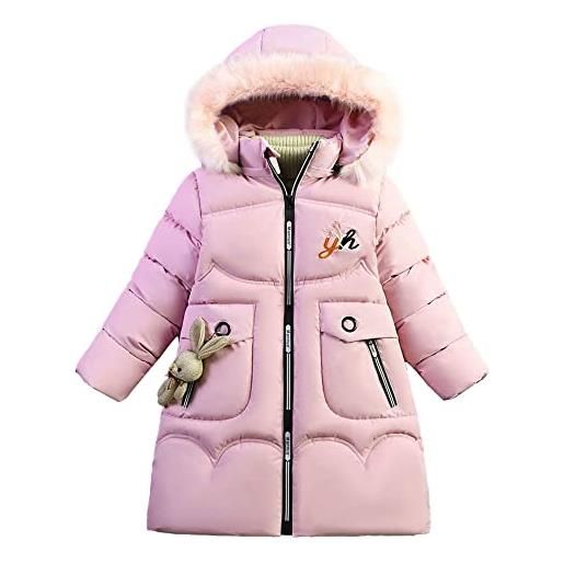 LSHDCER ragazze giubbotto invernale bambini cappotti di neve trapuntata lungo giacca giacche parka, nero, 120/5-6 anni