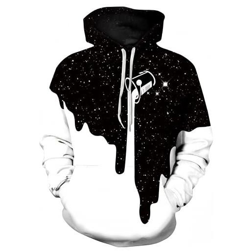 Ocean Plus uomo felpa con cappuccio 3d graphic manica lunga unisex sweatshirt moda hoodie con tasche pullover (xxl/3xl (torace: 126-146cm), tazza di latte)