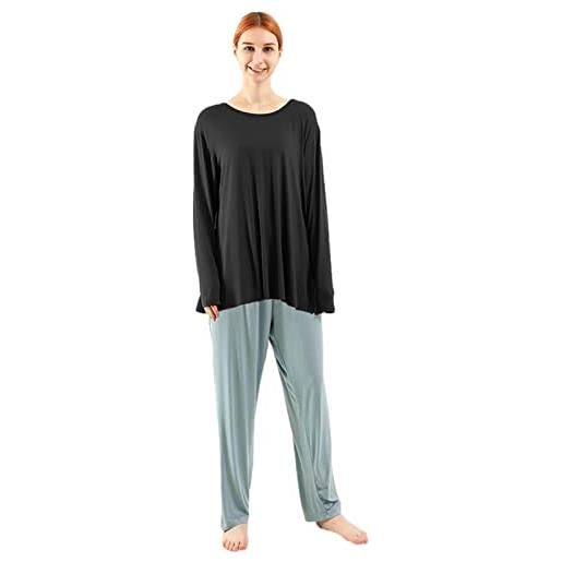 amropi pigiama donna oversize set da pigiami manica lunga maglietta e pantaloni camicia da notte grigio, 3xl