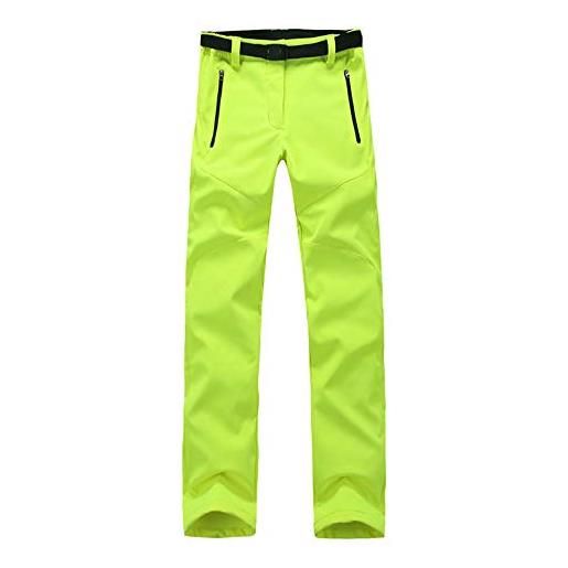 DAIHAN uomo/donna pantaloni da sci foderati in pile impermeabile pantaloni softshell inverno sportivo pantaloni da trekking da montagna donne yg verde l