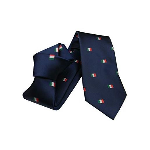 Avantgarde cravatta bandiera italiana inglese e tedesca blu bandierina varie (cm 8, blu 1 italia)
