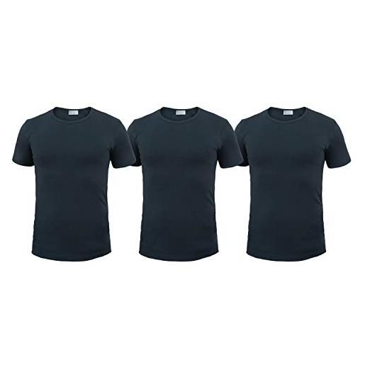 Liabel pack 3 t-shirt uomo cotone garzato bielastico art. 04868 (pack 3 blu girogola - s / 3)