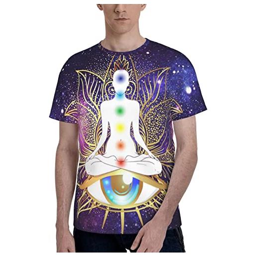 ZORIN maglietta per uomo 3d galaxy chakra con fiore di loto girocollo atletica leggera maglietta alla moda, nero , 3xl