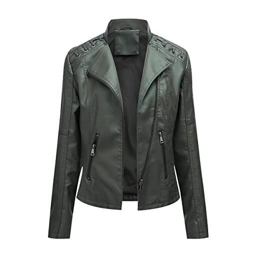 Peuignao giacca similpelle donna giubbotto giubbino giacche ecopelle donna giacca biker jacket donna giubbotto similpelle faux leather jacket donna giacca bikers finta pelle sintetica donna curvy giallo xl