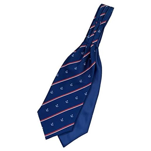 Great British Tie Club ascot cravat - reggimental, da uomo, a righe, con motivo di ancoraggio, colore: royal navy, blu marino, rosso, bianco, taglia unica