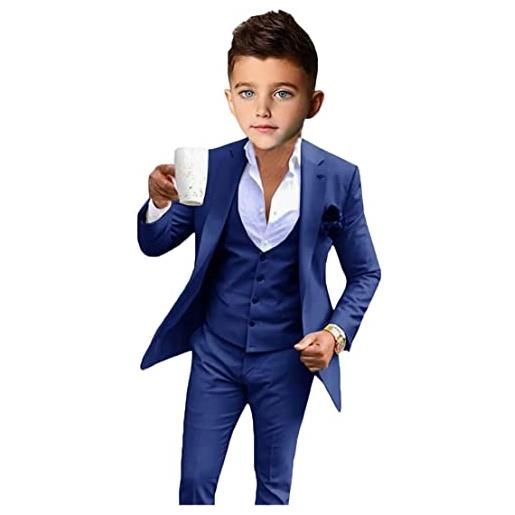 Botong 3 pc boy suit per wedding peak risvolto fiore ragazzo abiti slim fit formale ragazzi smoking ragazzi del partito vestito, royal blue, 16 anni