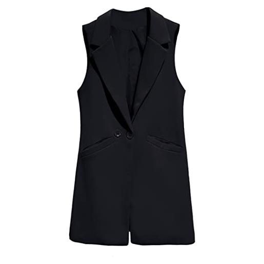 Pegsmio gilet da donna senza maniche gilet lungo blazer gilet da lavoro formale vintage da ufficio black 3xl