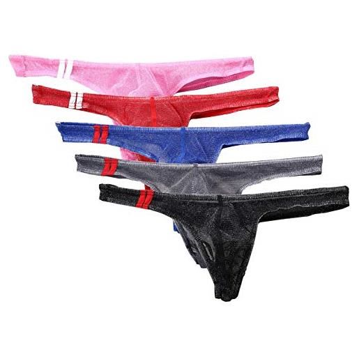 AIEOE set di perizoma trasparente da uomo, lingerie trasparente per uomo, biancheria intima sexy, 5 colori a. , m