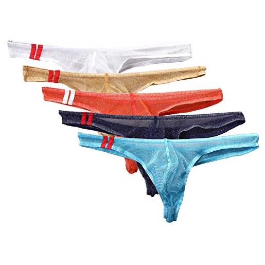 AIEOE set di perizoma trasparente da uomo, lingerie trasparente per uomo, biancheria intima sexy, 5 colori b, l