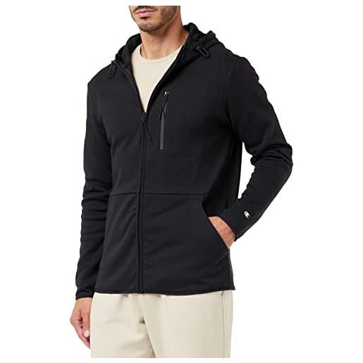 Champion legacy x-pro interlock full zip felpa con cappuccio, uomo, ottanio/nero, m