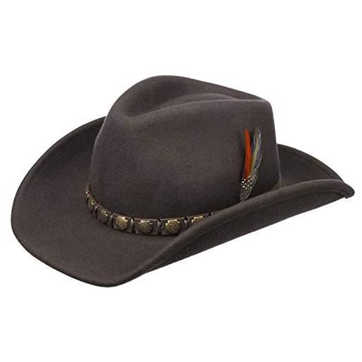 Stetson hackberry cappello western uomo - in lana da cowboy feltro di con fascia pelle estate/inverno - s (54-55 cm) marrone