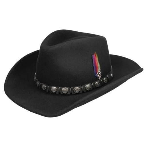 Stetson hackberry cappello western uomo - in lana da cowboy feltro di con fascia pelle inverno autunno estate primavera estate/inverno - l (58-59 cm) nero