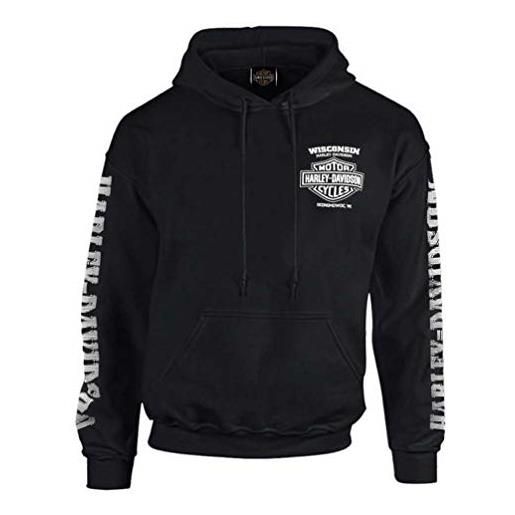 Harley-Davidson men's lightning crest pullover hooded sweatshirt, black