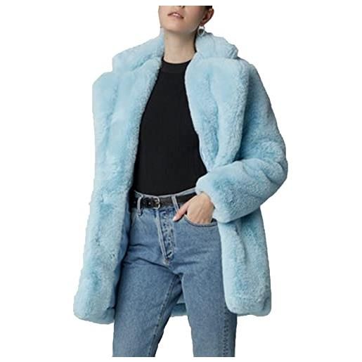 WHZXYDN cappotto in pelliccia sintetica di media lunghezza da donna in morbido pile morbido di lana d'agnello caldo cappotto