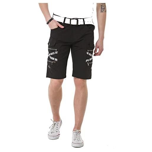 Cipo & Baxx pantaloncini cargo da uomo in denim, bermuda capri di marca ck253, nero , 29w