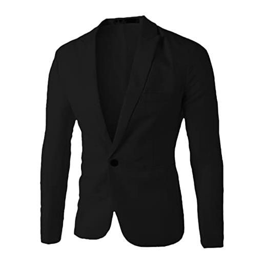 Kelsiop uomo formale business uniforme lavoro pulsante blazer giacca casual cappotto top slim fit abito da sera camicie cappotti, nero , xxxl