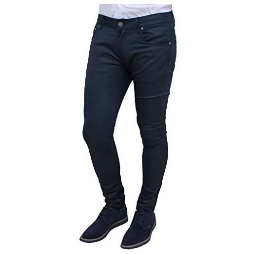 Evoga pantaloni uomo casual blu scuro slim fit aderenti in cotone (48)