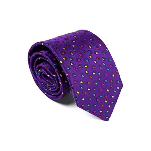 Remo Sartori - cravatta in pura seta maxi pois, made in italy, uomo (viola)
