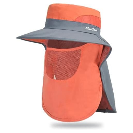HAOSEM cappello da sole per uomo donna protezione solare uv esterna cappello a tesa larga con copertura frontale collo patta cappello estivo secchio per pesca caccia