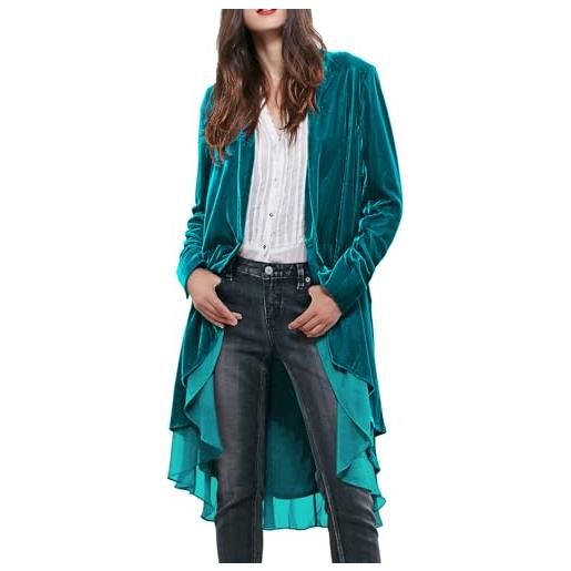 R.Vivimos women's velvet ruffle coat slim-fit suit casual jacket fashion classic swallowtail hem (large, mulberry)